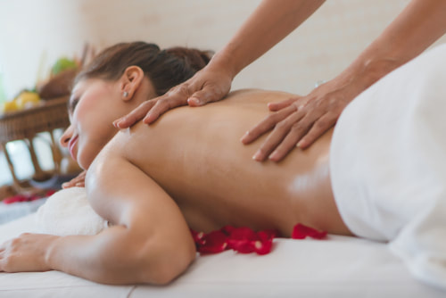 woman getting back massage 